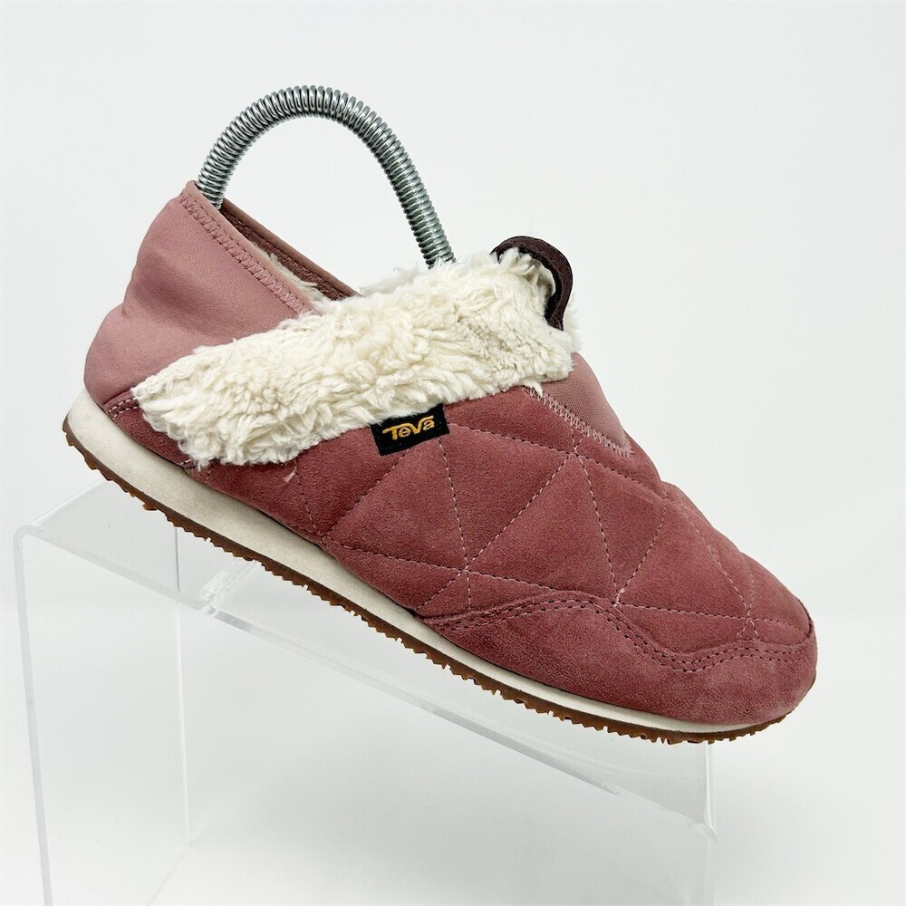 Teva ReEmber Slip-On Moc Slippers Mauve Pink Quilted Sherpa Lined Size 6-6.5***